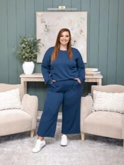 Textured Knit 24" Pants With Pockets And Tie Waistby DD Design| S - 3XL Pair W/ Sku56978 -Women Clothing Shop 7d48be952493f1a543236a0427c7186e