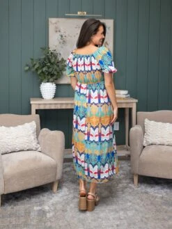 Print V-Neck Midi Dress | S-3XL -Women Clothing Shop 7db7def643dab6e4dab6d2e956e7e0b9
