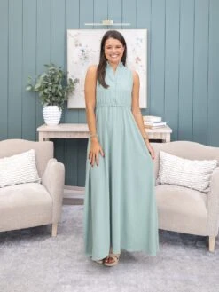 Airflow Sleeveless Ruffle Neck Maxi Dress By DD Design | S-3X -Women Clothing Shop 7fb85becde72515c4b9cd0e77804a12e