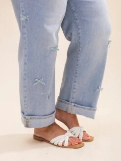 Risen High Rise Crop Barrel Jeans With Ribbon Detail | 0-3XL -Women Clothing Shop 7fc00e95d92d7911fd817d0f3d1395d8