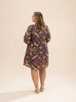 Floral Ruffle Neck 3/4 Sleeve Dress | S-L Fall Preview -Women Clothing Shop 7fce89cf1863539a22e29fd4d9d104ca