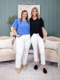 Risen Tummy Control Mid Rise Crop Straight Fray Hem Pant | 0-3X