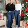 Risen Tummy Control High Rise Crop Wide Jeans | 0-3X