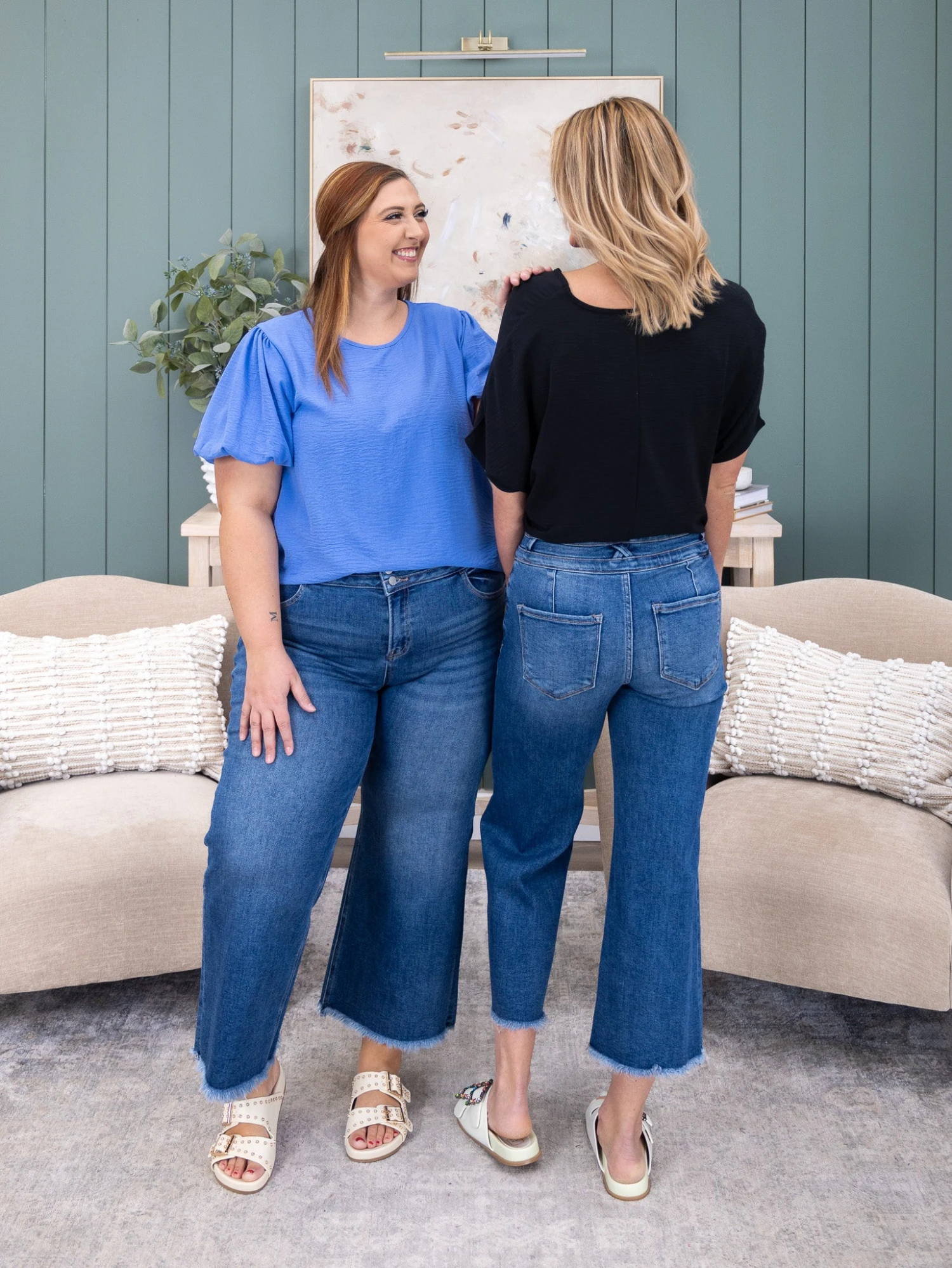 Risen High Rise Crop Wide W/ Wide Band Detail Jean | 0-3X 2 Risen High Rise Crop Wide W/ Wide Band Detail Jean | 0-3X - Image 2