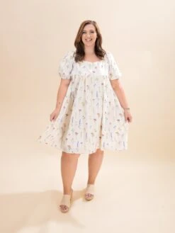 Floral Print Dress With Short Flutter Sleeves | S-3XL -Women Clothing Shop 829a5527d84c96672b83a3a62fbb170a