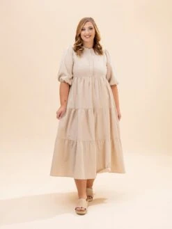 Textured Tiered Midi Dress With Puff Sleeves | S-L 25 Textured Tiered Midi Dress With Puff Sleeves | S-L -Women Clothing Shop 84c37c672410ecf98cfc0f5b87a9347b