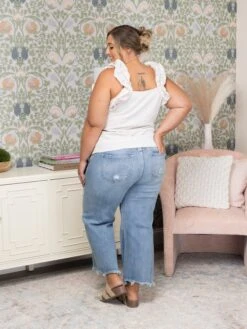 Risen High Rise Crop Wide Leg Fray Hem Jeans | 0 - 3X -Women Clothing Shop 873f039f5243372ad932ba6e4bdecdda