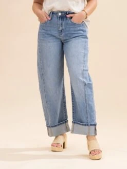 Mica Denim High Rise Barrel Leg Jeans WithCuffed Hem | 0-15 -Women Clothing Shop 878ce5646051c44cd0a0be3b598dd1b6