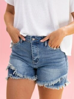 Diva Denim High Rise Tulip Fray Hem Short | XS - 3XL