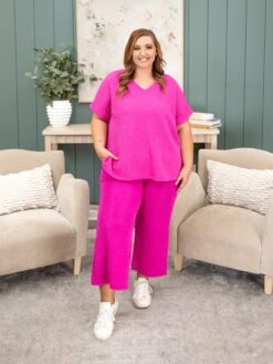 Crinkle Textured Elastic Waist Crop Pants W/Pockets | S-3X Pair W/ Sku53465 -Women Clothing Shop 88c0320176d084bb6d3aa8a7cb3779a0