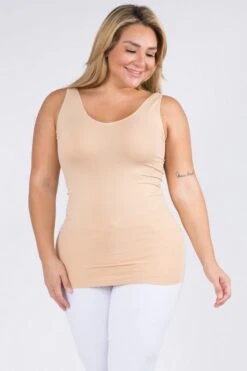 V-Neck Or U-Neck Reversible Seamless Tank | Reg - Plus Yelete -Women Clothing Shop 89a80018aef444e354084f0225b2e168