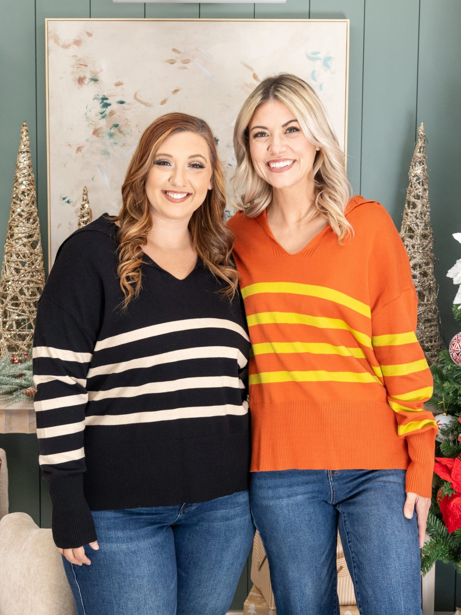 Easel Sailor Collar Knitted V Neck Sweater | S - L 4 Easel Sailor Collar Knitted V Neck Sweater | S - L - Image 4