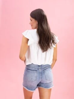Diva Denim High Rise Fray Hem Short | XS - 3X -Women Clothing Shop 89ce7c66b42755ee2dc4bdf89c0e4a6c