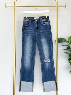 Risen High Rise Wide Cuff Straight Leg Jeans| 0-3X