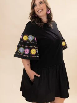 Embroidered Tiered Ruffle Elbow Sleeve Short Dress | S-3XL -Women Clothing Shop 8c1f7fb54f1e42090a506c0062395bf7