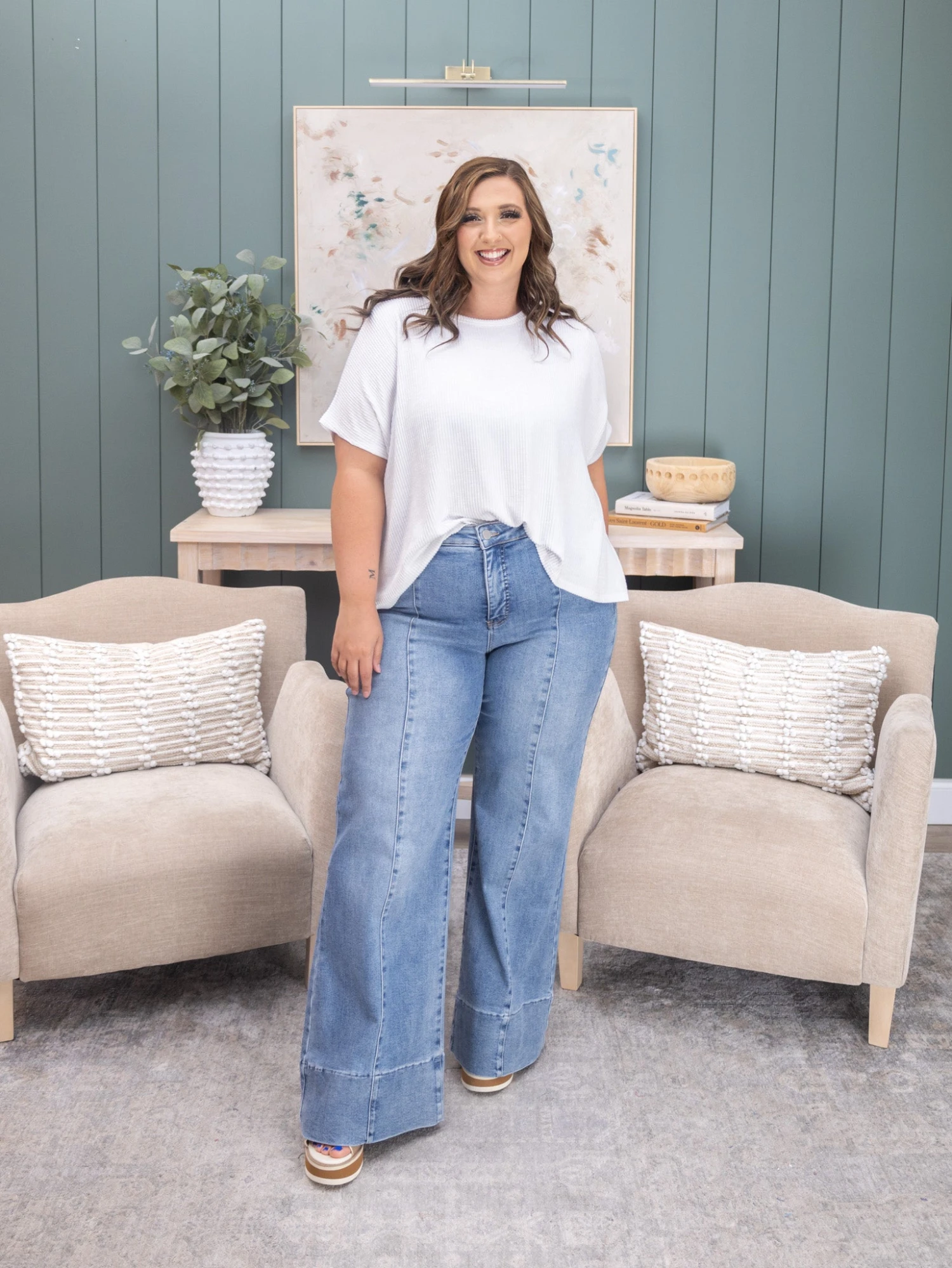 Risen Mid Rise Ankle Wide Flare Jeans | 0-3XL 3 Risen Mid Rise Ankle Wide Flare Jeans | 0-3XL - Image 3