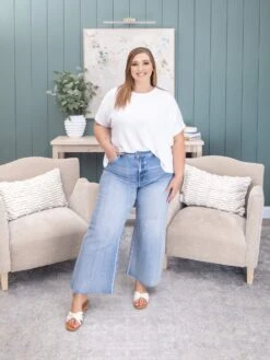 Risen Mid-Rise Crop Wide Raw Cut Hem Jeans | 0 - 3X -Women Clothing Shop 8d9c121b04471a96b93d12610d652232