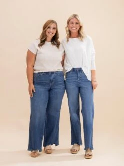 Judy Blue High Waist Tummy Control Chew Hem Destroy Wide Leg Jean | 0-24 -Women Clothing Shop 8e3aa52fd8575edfc51f5f19bf93c7f0