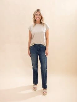 Judy Blue Mid Rise Straight Western Seam Detail Jeans | 0-24W -Women Clothing Shop 8e89360870dd6a5d3be0553516382b59