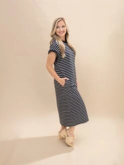 Short Sleeve Striped Knit Dress | S-3X -Women Clothing Shop 8ee1b4d37757267dfb0abe5f1433f58c