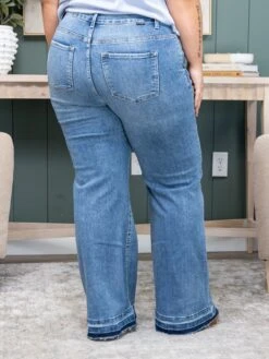 Risen High Rise Wide Button Down Seam Lined Detail Jeans | 0 - 3X -Women Clothing Shop 8f869e97cef4b32323eef7aedf84b9bf