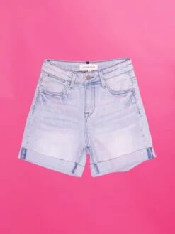 High Rise Cuffed Shorts- Light Wash | S-3X