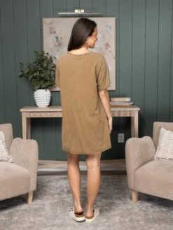 Short Sleeve Mineral Washed Swing Tunic Dress | S - L Easel -Women Clothing Shop 91844cda7f8f893f40b8fafd0dadecc8