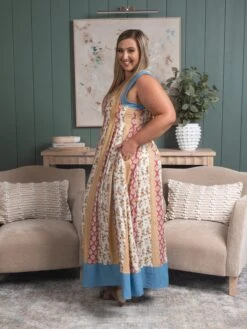 Contrast Denim Open Smocking Back Pleated Dress | S - 3XL Summer Concerts & Festivals -Women Clothing Shop 9293403ec1390d1265cfc48a1ef8dffd