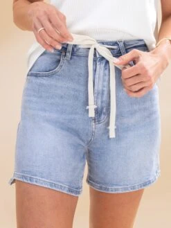 Waist Strap Detail Comfort Stretch Denim Shorts | S-XL