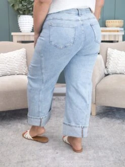 Saige Denim High Rise Barrel Wide Cuff Leg Jeans | 1-3XL -Women Clothing Shop 95211cf32dde2d38a391feb8c3bfa07a