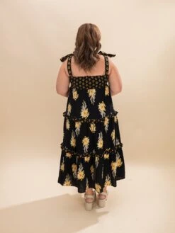 Floral Bouquet Print Tie Strap Empire Tiered Dress | S-L -Women Clothing Shop 95534632385135abc5d4ab91f0f6a564