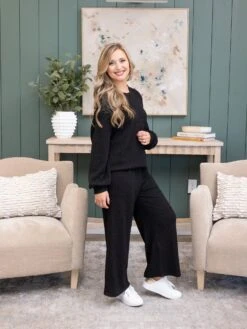 Textured Knit 24" Pants With Pockets And Tie Waistby DD Design| S - 3XL Pair W/ Sku56978 -Women Clothing Shop 9838ed867542378882a33368a3a31841