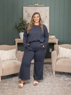 Cable Knit Elastic Waistband Wide Leg Pants | S - XL Set W/ Sku54522 -Women Clothing Shop 984aca8f721e66c74e958532589634a0