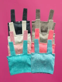 Zenana Washed Ribbed Square Neck Padded Brami | S/M - L/XL