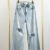 Risen High Rise Fray Ankle Wide Leg Distressed Jeans | 0-3X