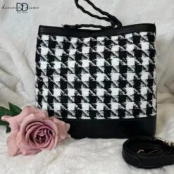 Houndstooth Bucket Bag