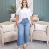 Risen High Rise Crop Wide Stem Hem Jeans | 0-15