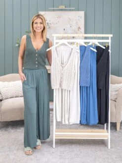 Zenana Elastic Band Woven Pants With Pockets | S - L Pair W/ Sku59293 -Women Clothing Shop 9aa09d337bd817ba72435d523159f04f