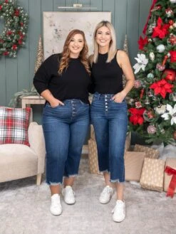 Judy Blue High Waisted Button Fly Destroy Hem Crop Wide Jean | 0-24