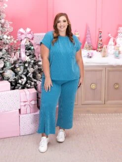 Raised Rib Long Pants With Elastic Waist By DD Design | S - 3XL Pair W/ Sku57744 -Women Clothing Shop 9b284480aa400676e2d7f2559ff0aca3