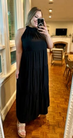 Tiered Halter Neck Maxi Dress | S-3X -Women Clothing Shop 9b2df8026ae749fafa9be337b5c8fc85