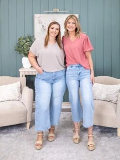 Risen High Rise Crop Wide Leg Seamed Detail Jean | 0-3X