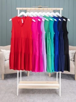 Dear Scarlett Solid Lizzy Wrinkle Free Tiered Sleeveless Dress | S - 3X -Women Clothing Shop 9bb27f84ad1d14cc631e26666444a368