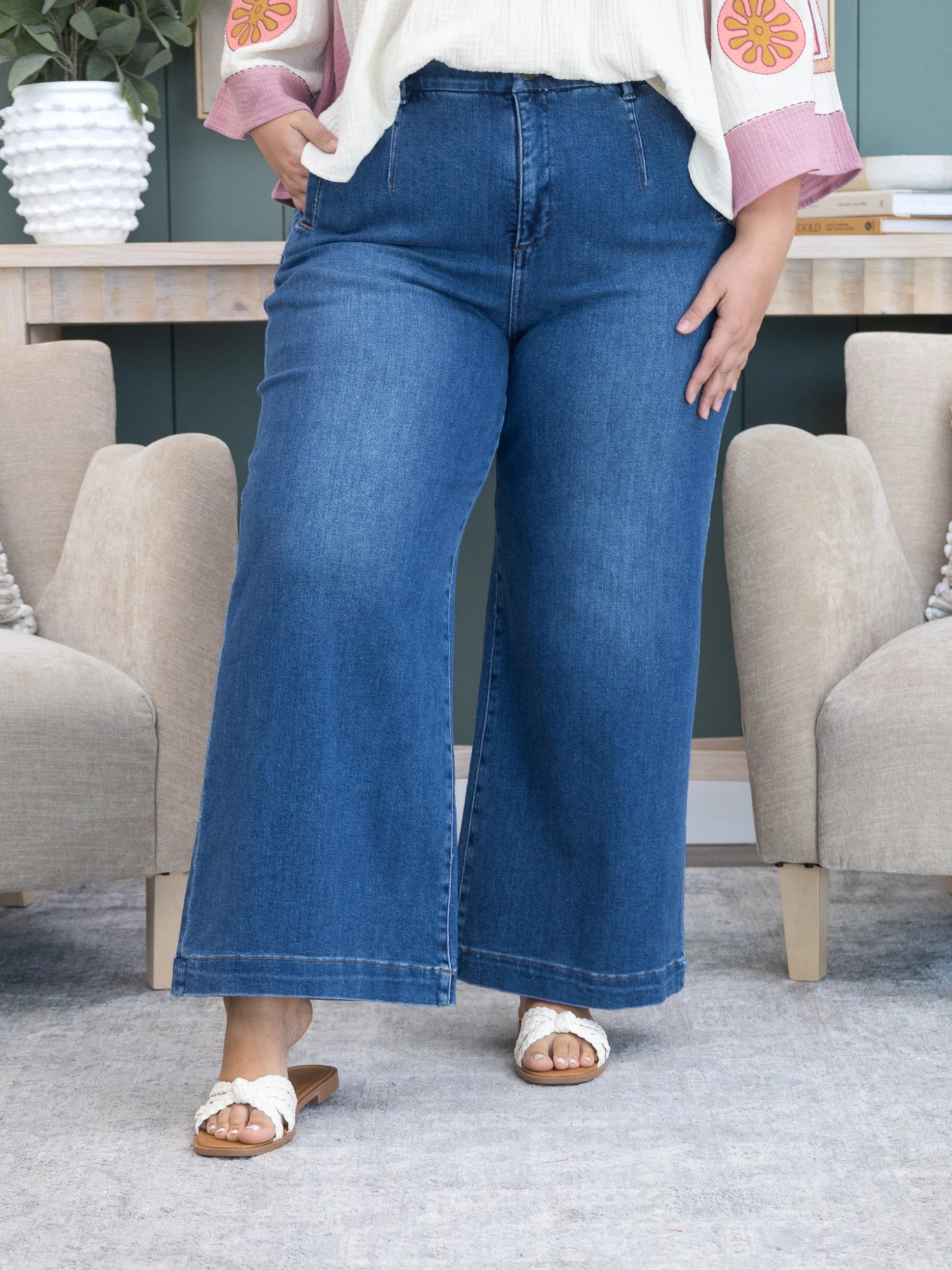 Risen Tummy Control High Rise Cropped Wide Leg Jeans | 0-3XL 9 Risen Tummy Control High Rise Cropped Wide Leg Jeans | 0-3XL - Image 9