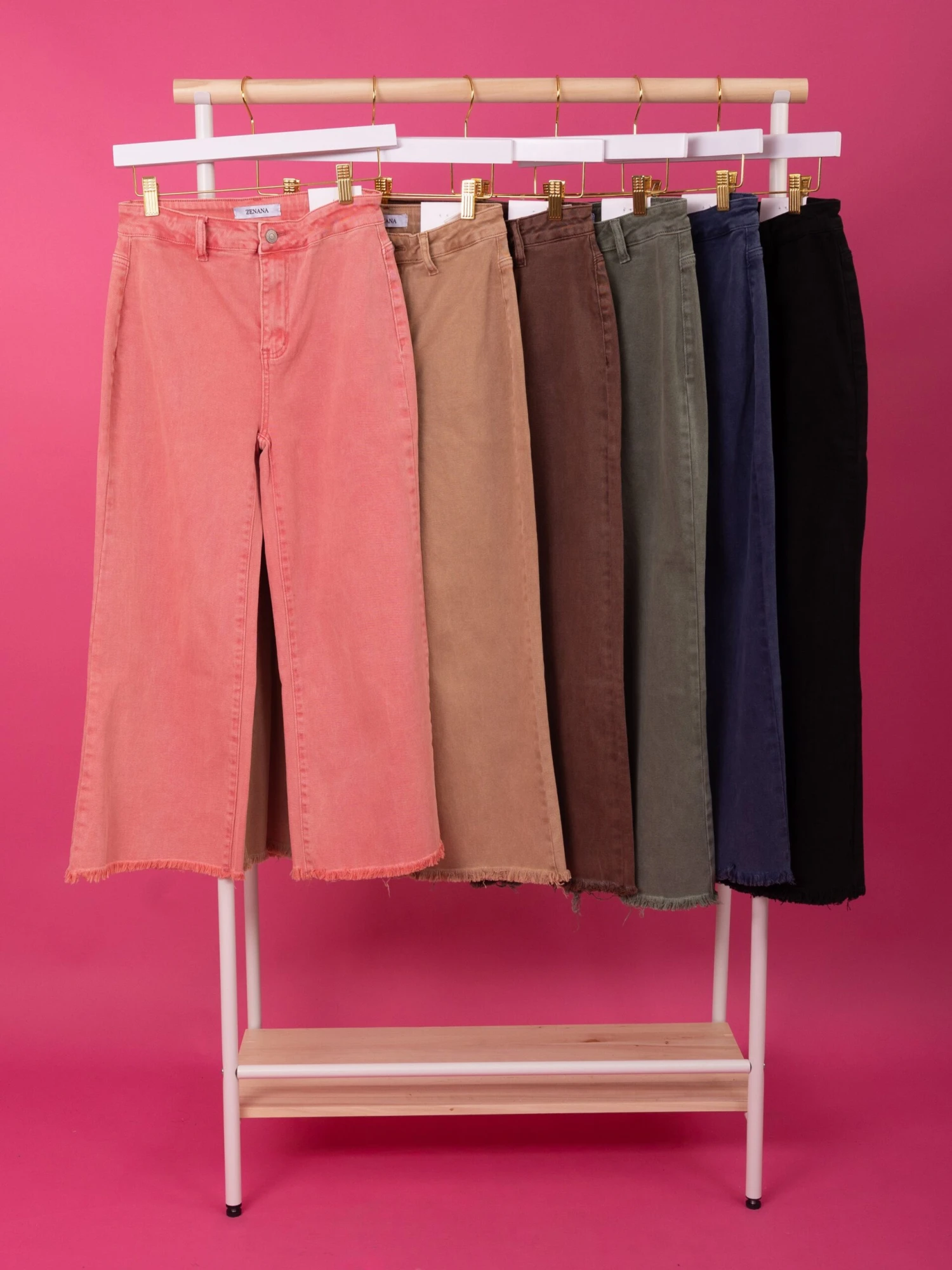 Zenana Acid Washed High Waist Frayed Hem Straight Leg Crop| S - XL 1 Zenana Acid Washed High Waist Frayed Hem Straight Leg Crop| S - XL