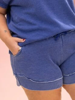 Lived In Curved Hem Drawstring Shorts By DD Design | S -3XL -Women Clothing Shop 9ee4ecc4e90d856f5054042fefafbd01