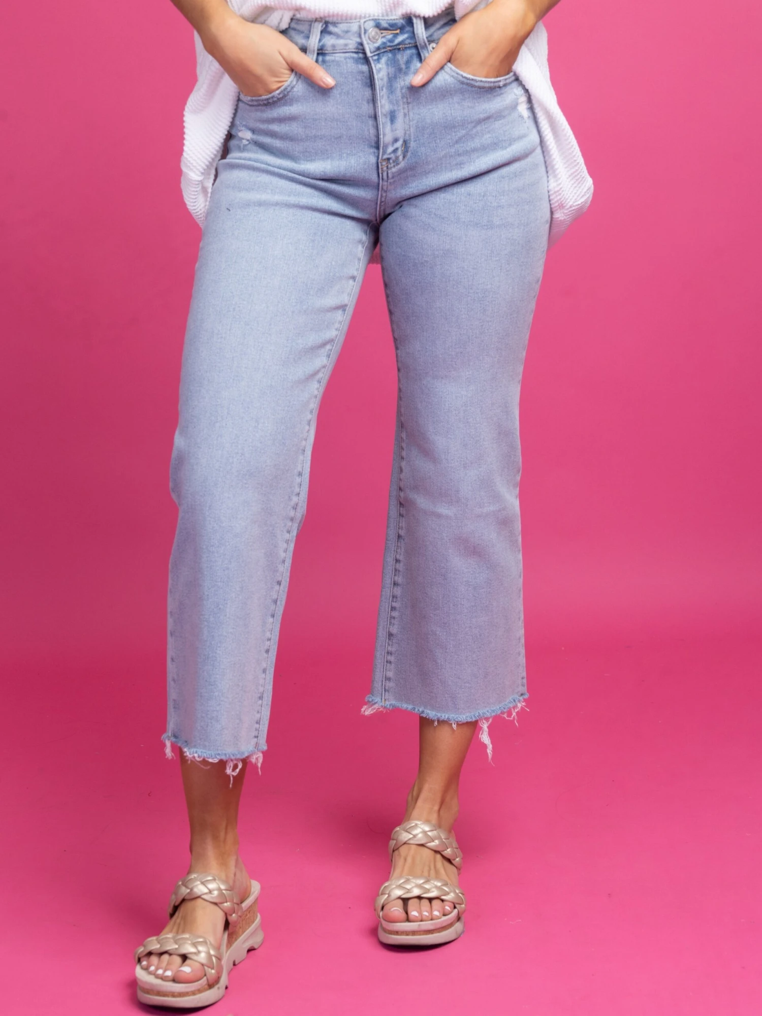 Mica Denim High Rise Cropped Raw Hem Jeans | 0-15 2 Mica Denim High Rise Cropped Raw Hem Jeans | 0-15 - Image 2