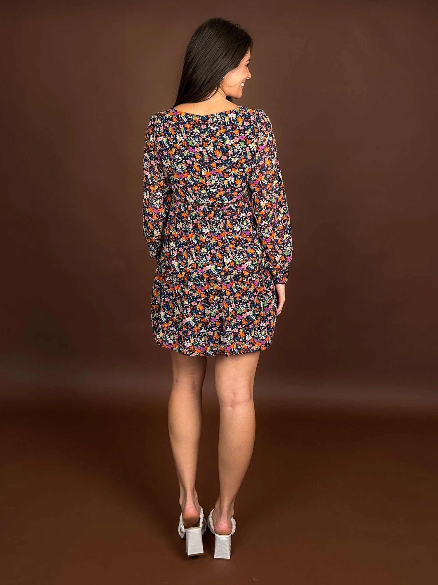 V-Neck Long Sleeve Floral Print Wrap Mini Dress | S - XL 5 V-Neck Long Sleeve Floral Print Wrap Mini Dress | S - XL - Image 5