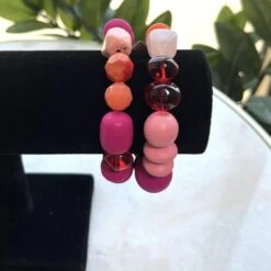 Color Wood Bead Bracelet Set