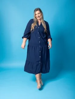 V-Neck Button Down Long Sleeve Midi Dress | S - L -Women Clothing Shop CHRmBJbpD65Hm1XIatKjtnARYFRWBNYU4B6aU8Bu